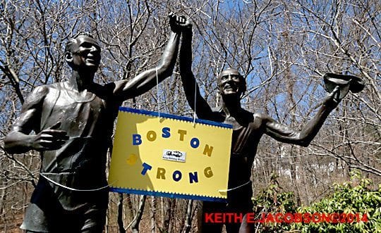 Seen along the Marathon route in Newton on Sunday