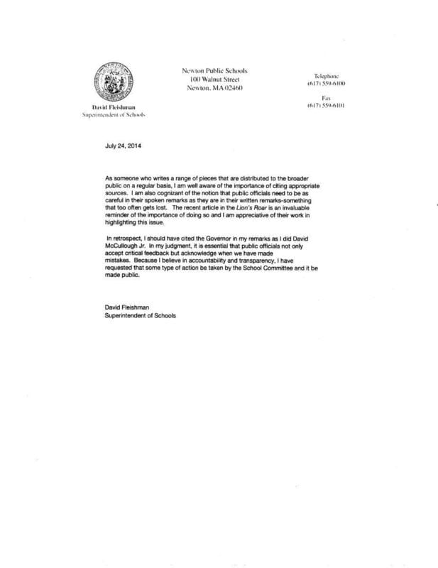 Statement from David Fleishman