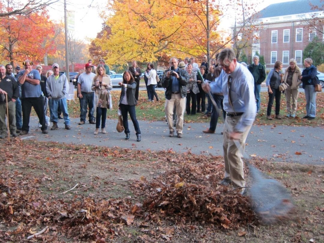 Leaf blower demonstration at City Hall
