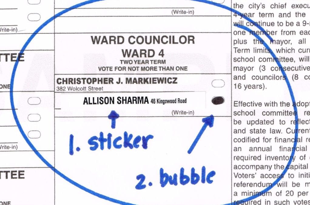 Ward 4 residents: Here’s how to write in Allison Sharma for city council