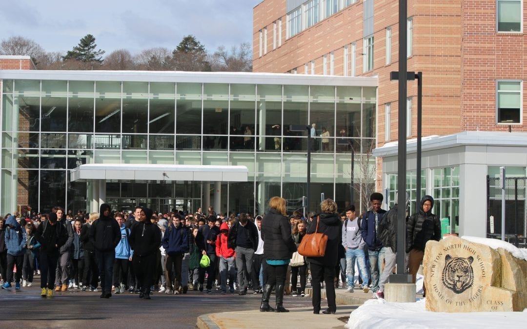 Photos of the student anti-gun violence walkout at Newton North HS