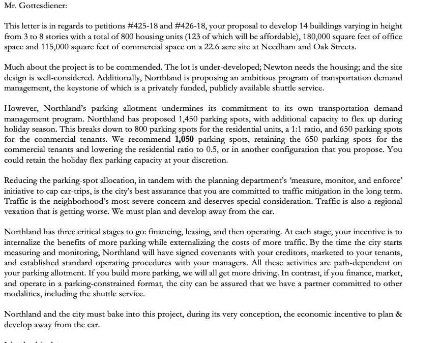 More councilors ask Northland to reduce parking